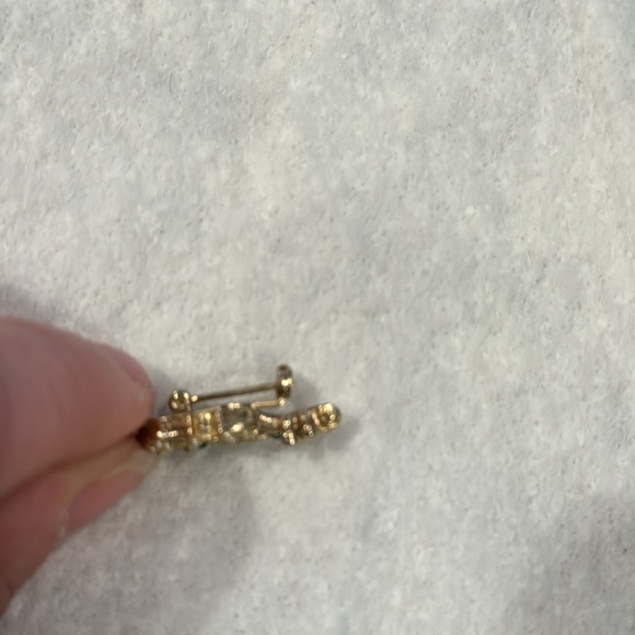 Vintage Mini 1” violin viola cello stringed instruments pin gold pearl green - Picture 5 of 5